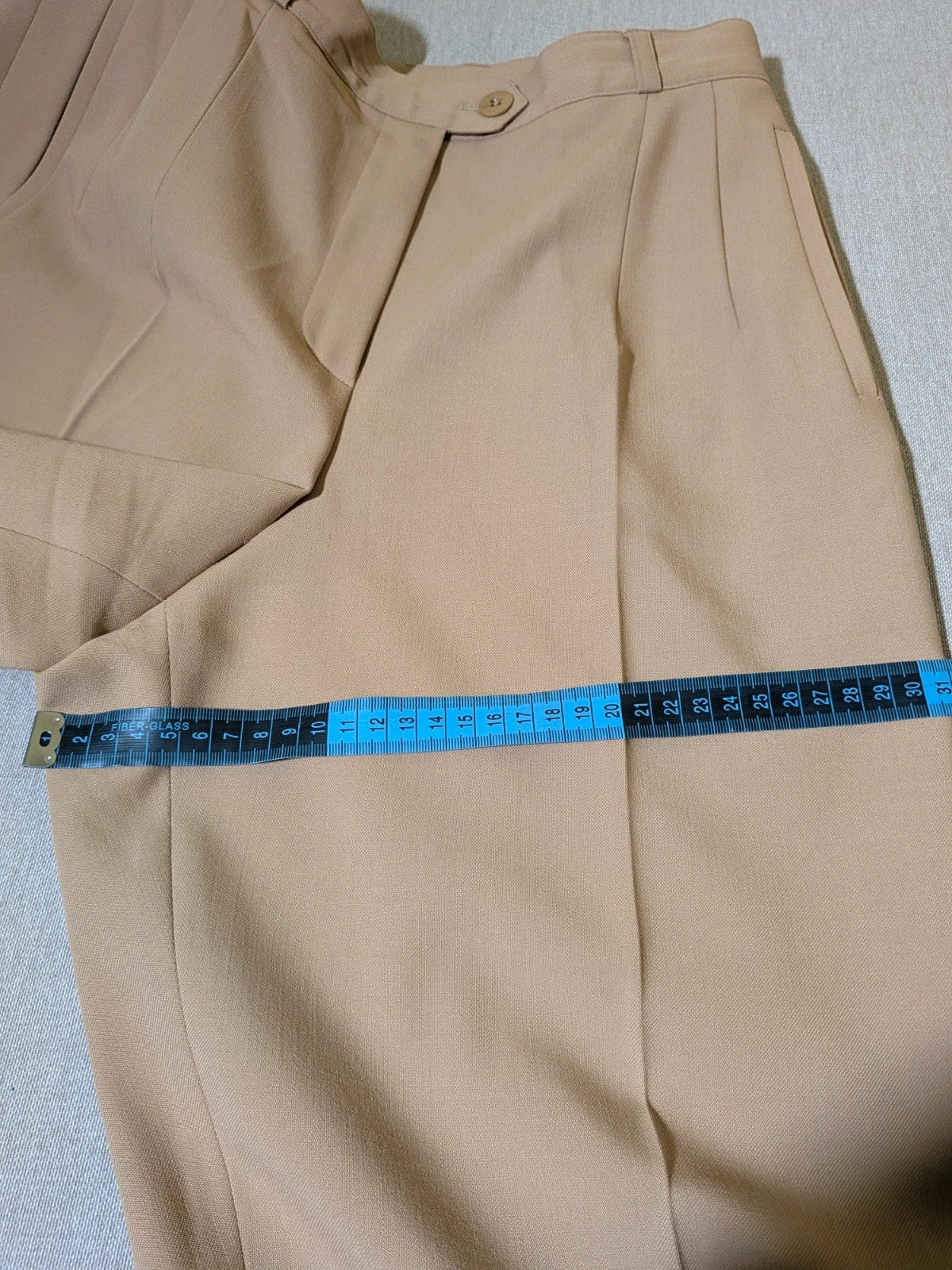 Gerry Weber multi suit with floral Primark top, draped design, and camel trousers.