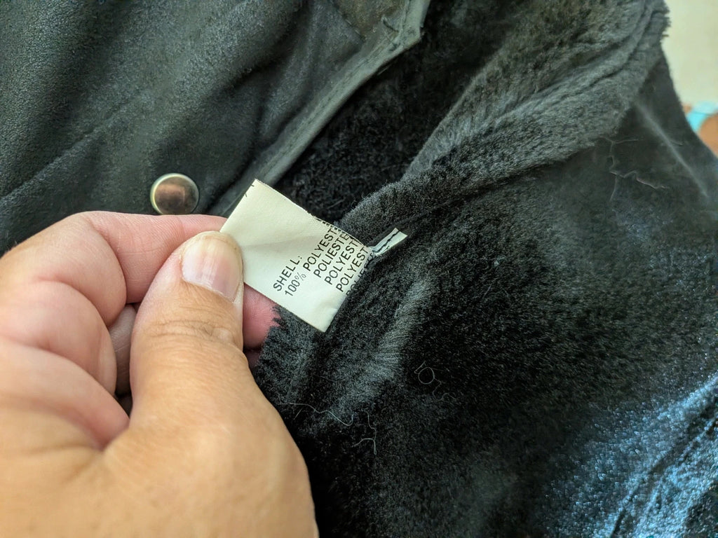 Bright Girl black jacket eco-leather with integrated hood and faux fur details.