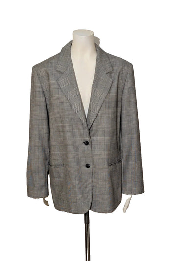 Blazer donna vintage Principe di Galles in 100% pura lana vergine – Tg. 50 (XL oversize)