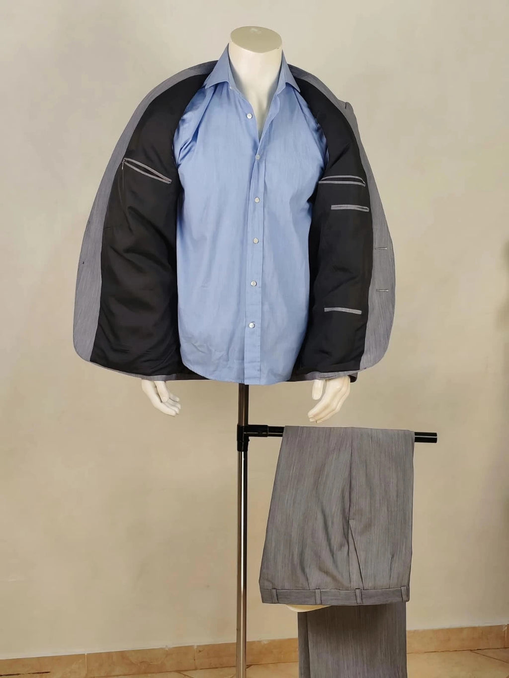 linea grey vintage jacket two-button design with West Germany label and melange fabric