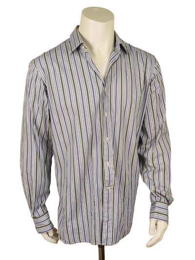 Camicia Polo Ralph Lauren Uomo Righe Viola Verde Blu Custom Fit Tg 43/17