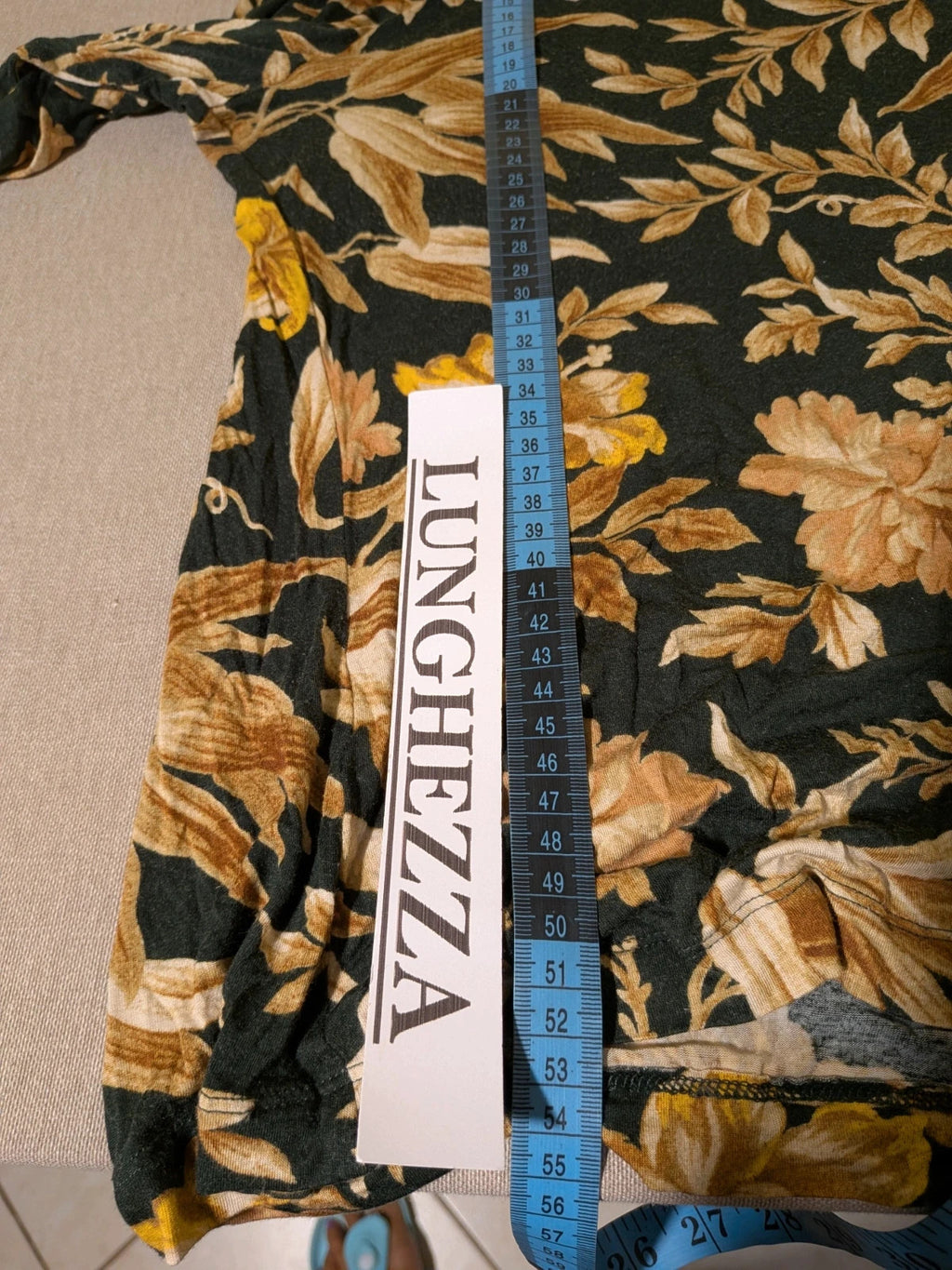 H&M floral high-neck top in beige, yellow and brown with long sleeves.