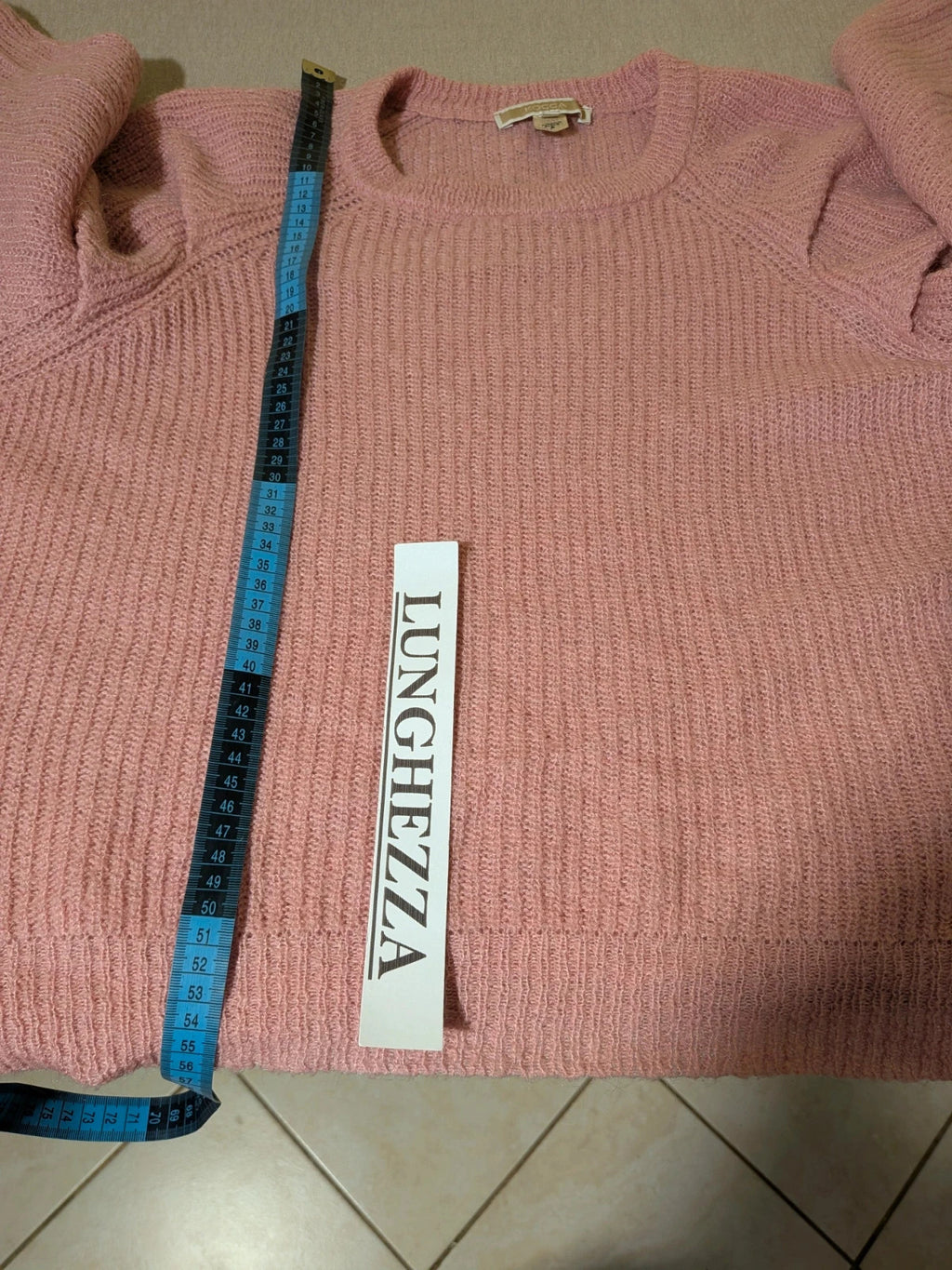 KOCCA pink sweater with balloon sleeves and metallic logo tag, made from mohair blend.