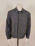 Faciba vintage double face jacket plaid pattern grey navy, classic collar, button closure.