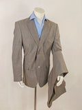 Zara Man brown suit jacket and pants, 100% wool, vertical pinstripe pattern.