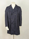 Trench navy jacket vintage 1989 military style double-breasted with epaulettes and large lapels.