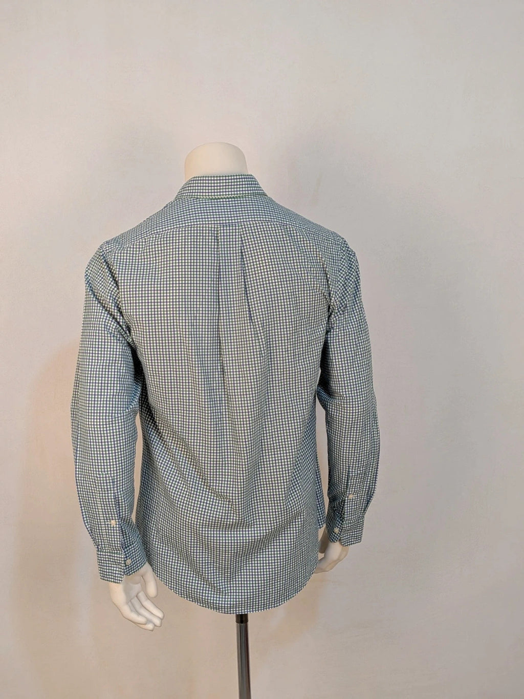 Ralph Lauren blue and green checkered shirt with embroidered dark blue Pony logo.