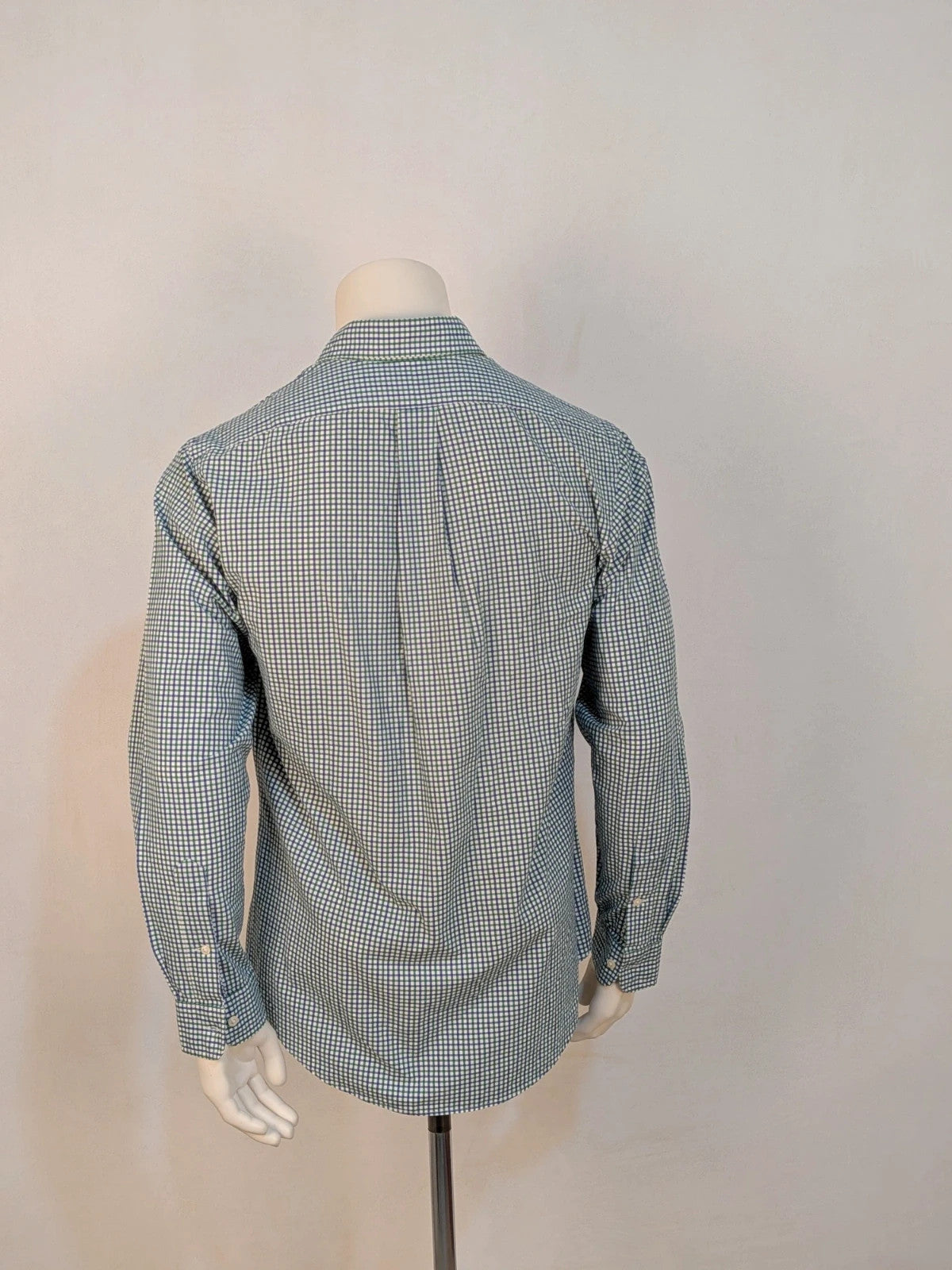 Ralph Lauren blue and green checkered shirt with embroidered dark blue Pony logo.