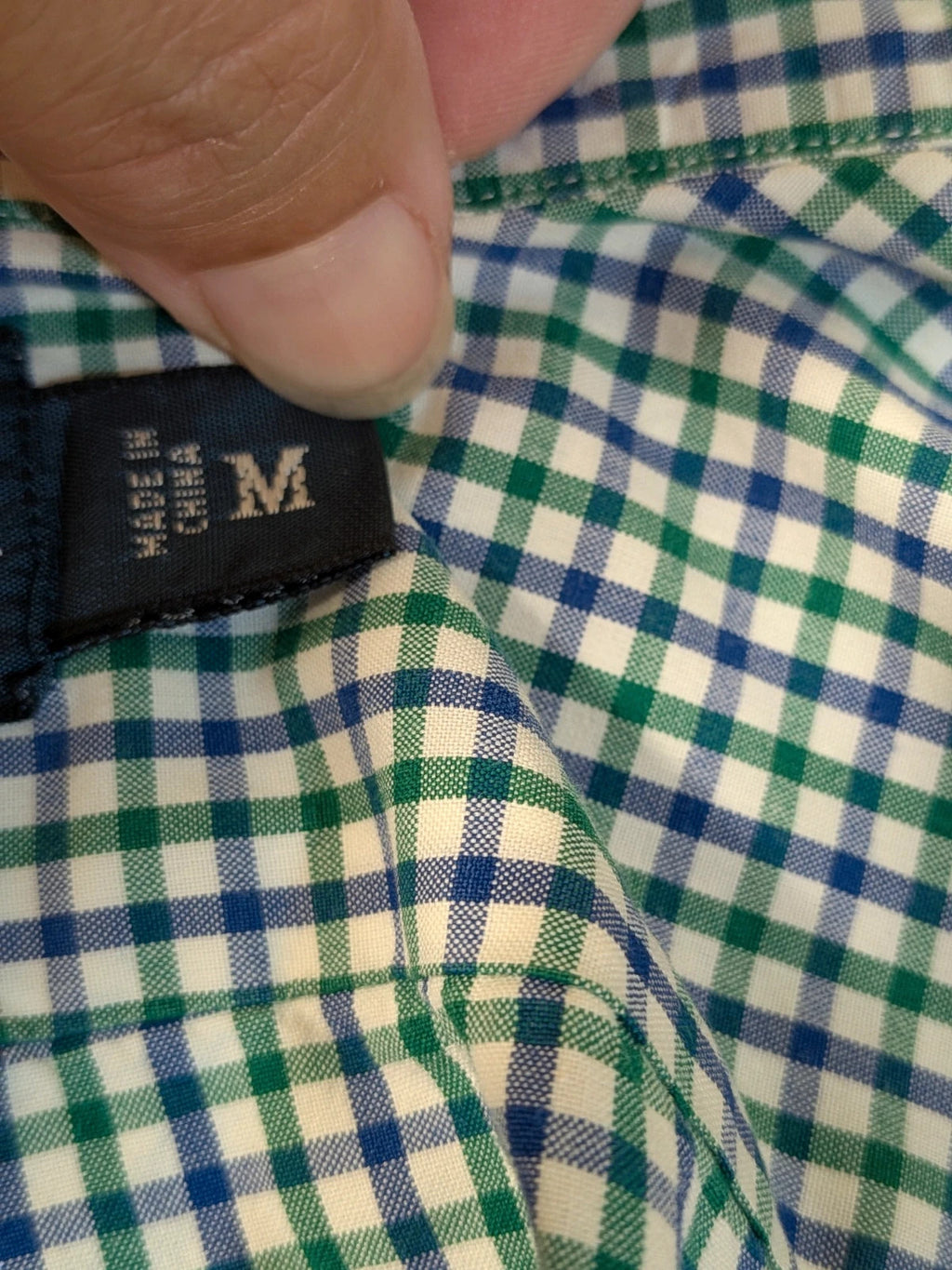 Ralph Lauren blue and green checkered shirt with embroidered dark blue Pony logo.