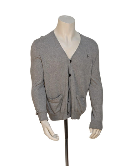 Cardigan uomo Polo Ralph Lauren grigio in cotone Pima - Tg. S (Slim Fit)