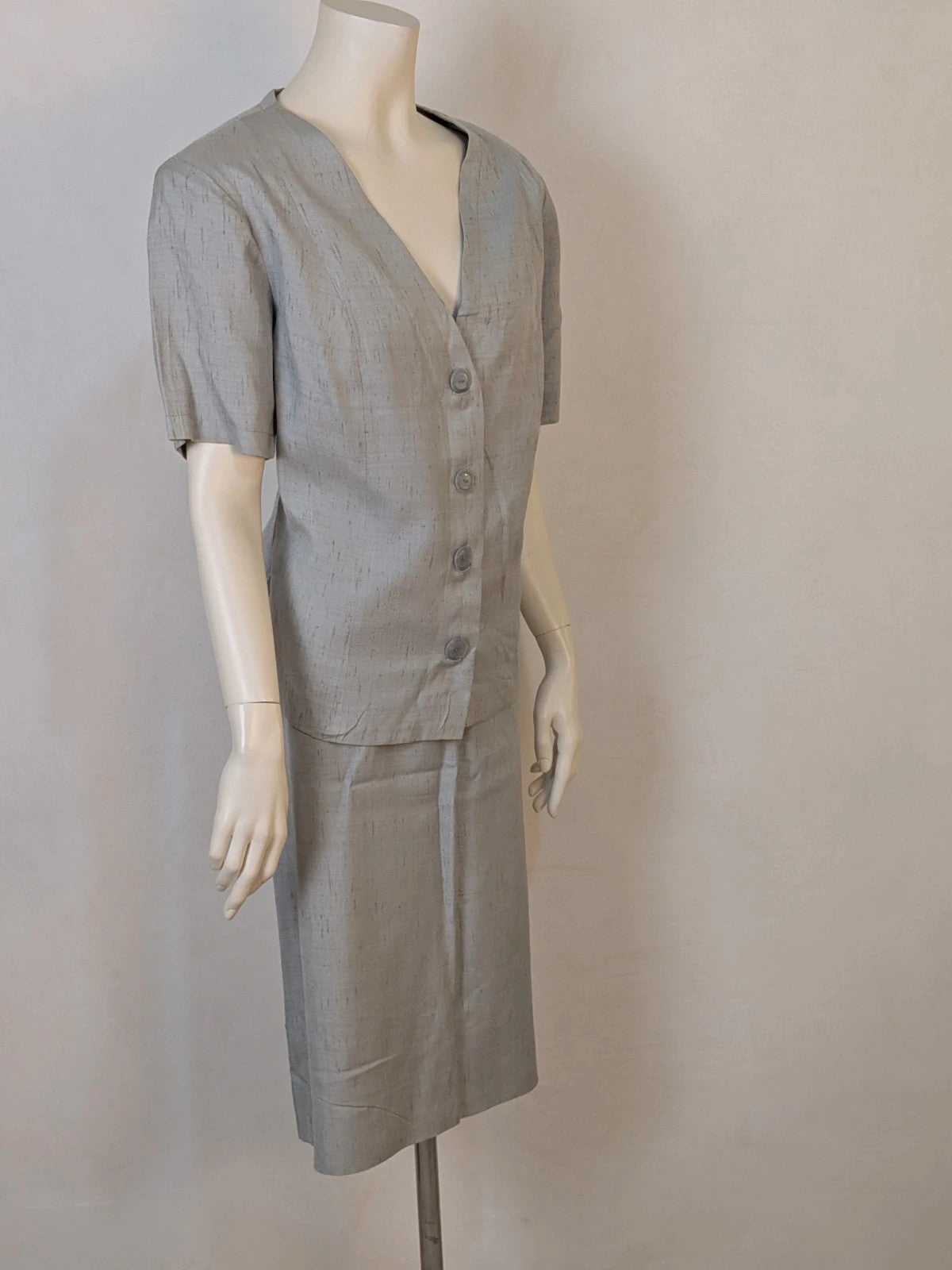 Completo donna vintage grigio ghiaccio effetto seta - foto 2