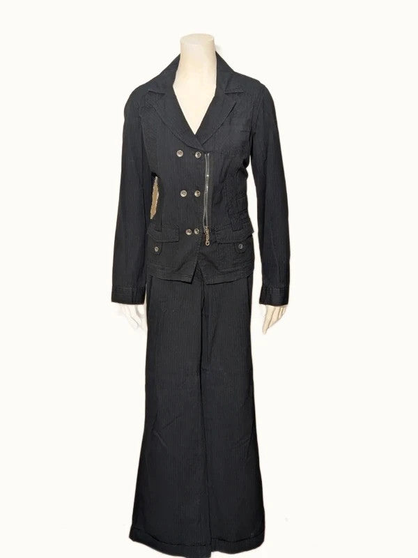 Tailleur Pantalone Cecil Nero Gessato Y2K