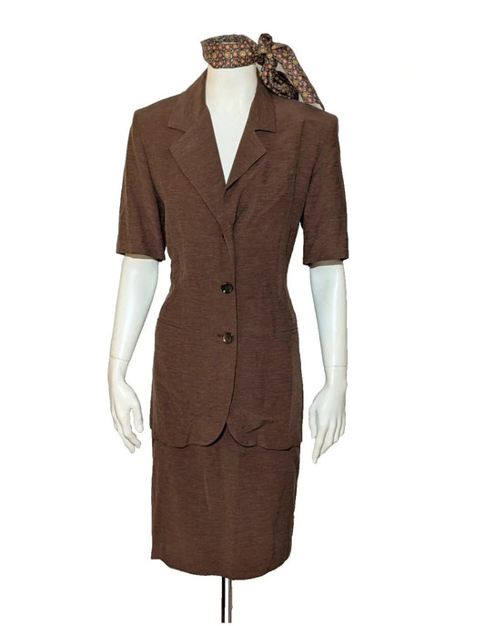 Completo vintage giacca a maniche corte e gonna marrone Bugia Tg. 44