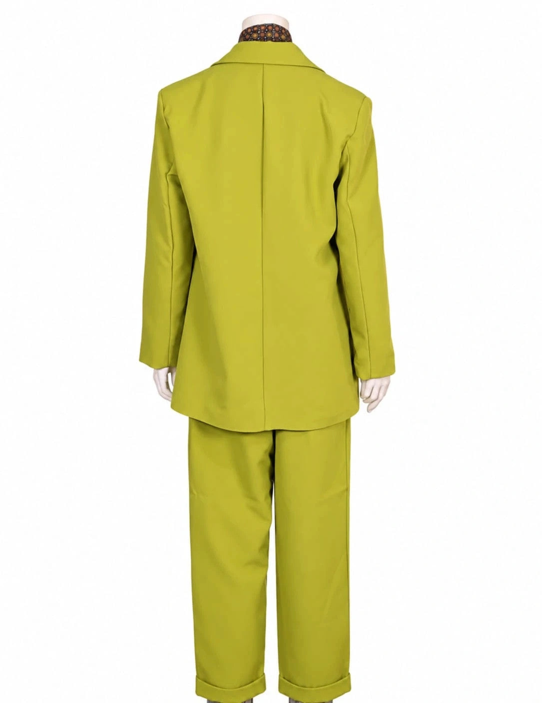 New Collection multi suit set lime green single-button blazer and straight-leg pants.