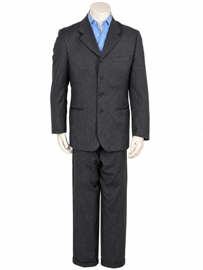 Abito uomo Titanus Franco Russi grigio antracite gessato in pura lana vergine - Made in Italy - Tg. 50