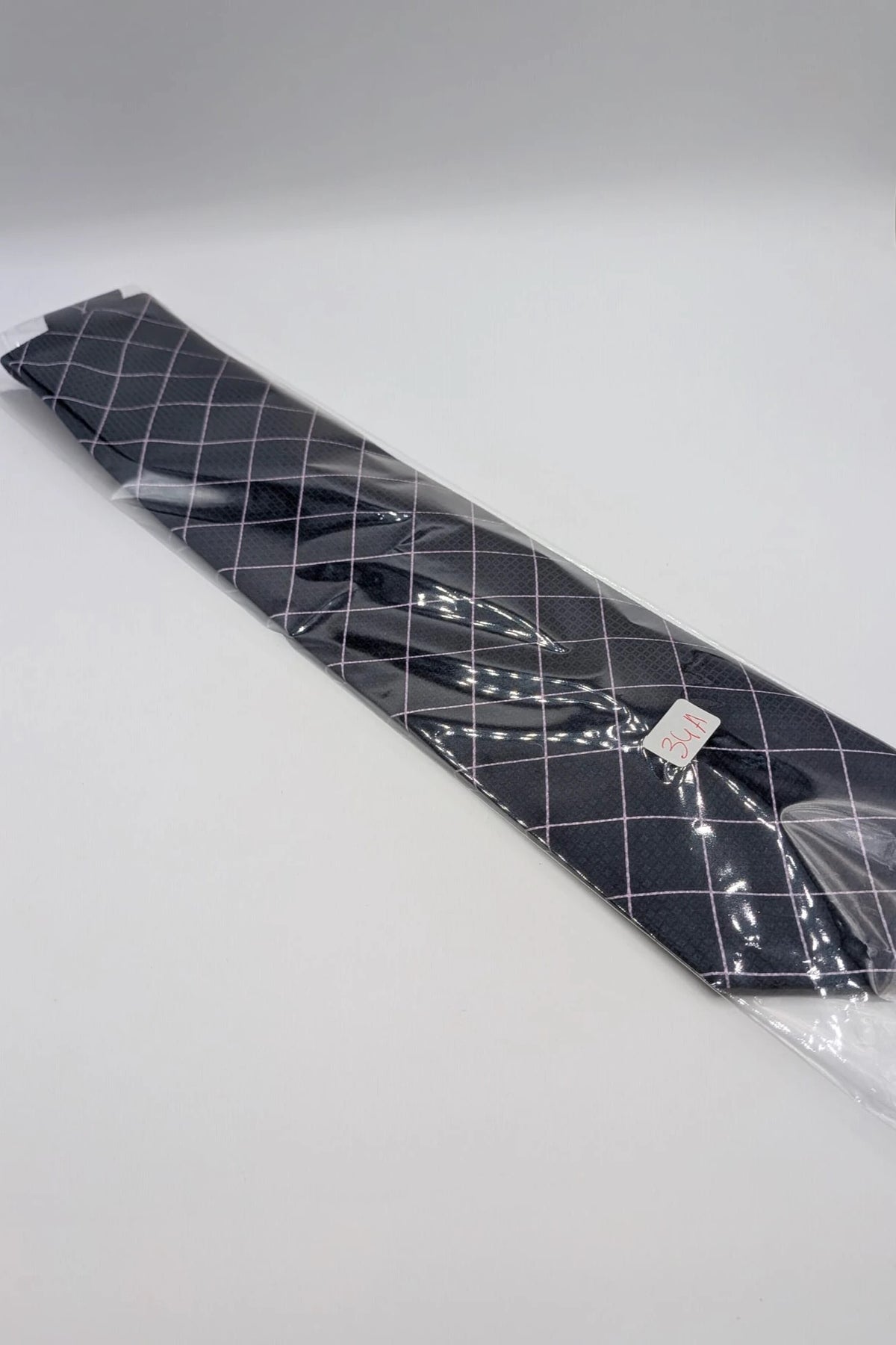 Uomo navy tie 100% silk pink geometric grid pattern elegant accessory