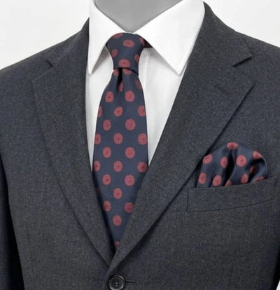 Cravatta uomo Paduvano Caserta blu navy seta a pois rossi