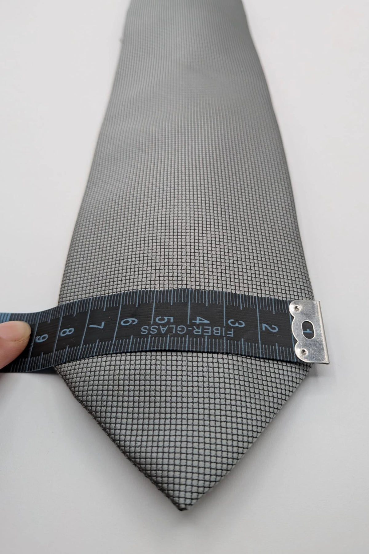 Cotton & Silk grey tie with black micro check pattern and polyester material.
