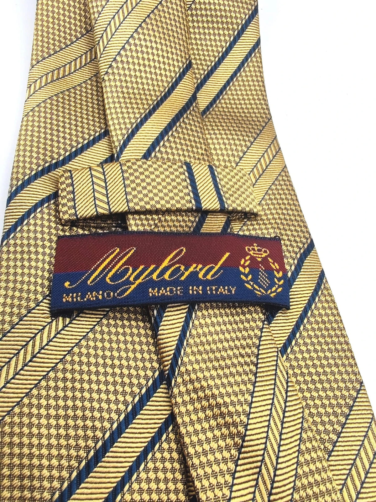 Cravatta Muglord Milano giallo oro a righe in seta - foto 9