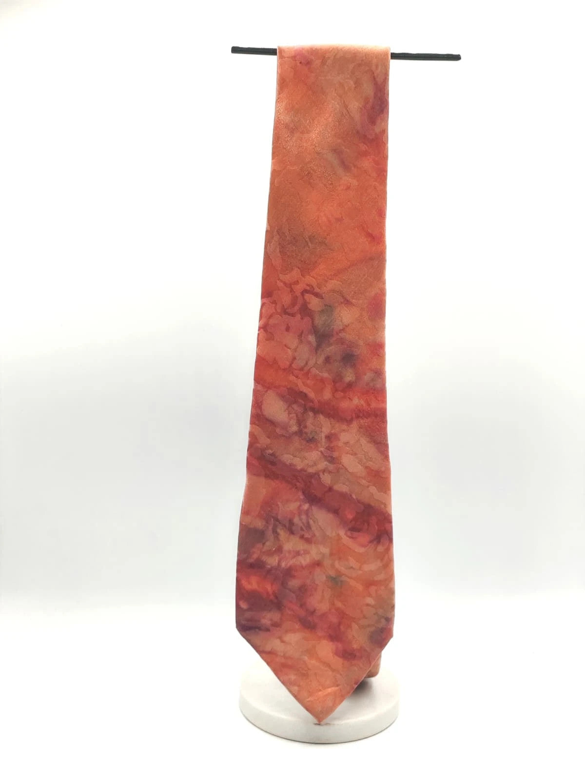 Cravatta vintage in seta arancio, fantasia astratta, Made in Italy - foto 2