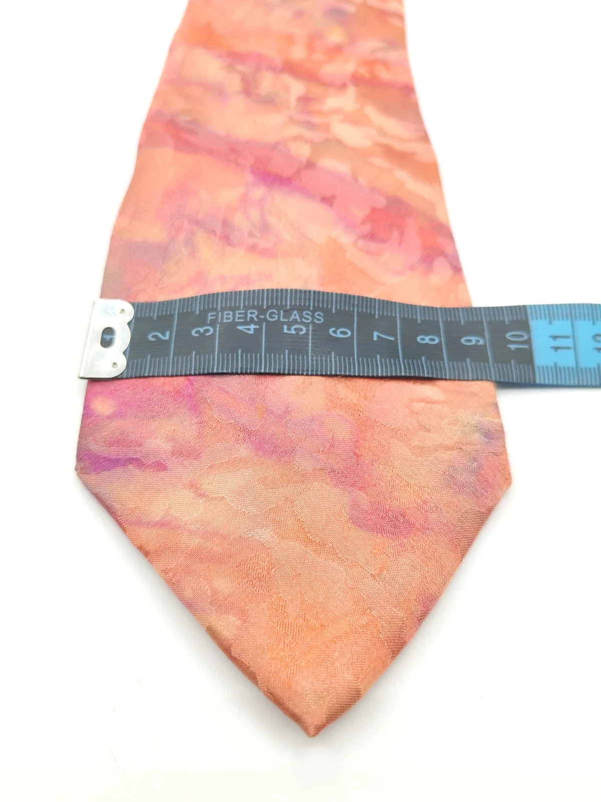 Cravatta vintage in seta arancio, fantasia astratta, Made in Italy - foto 4