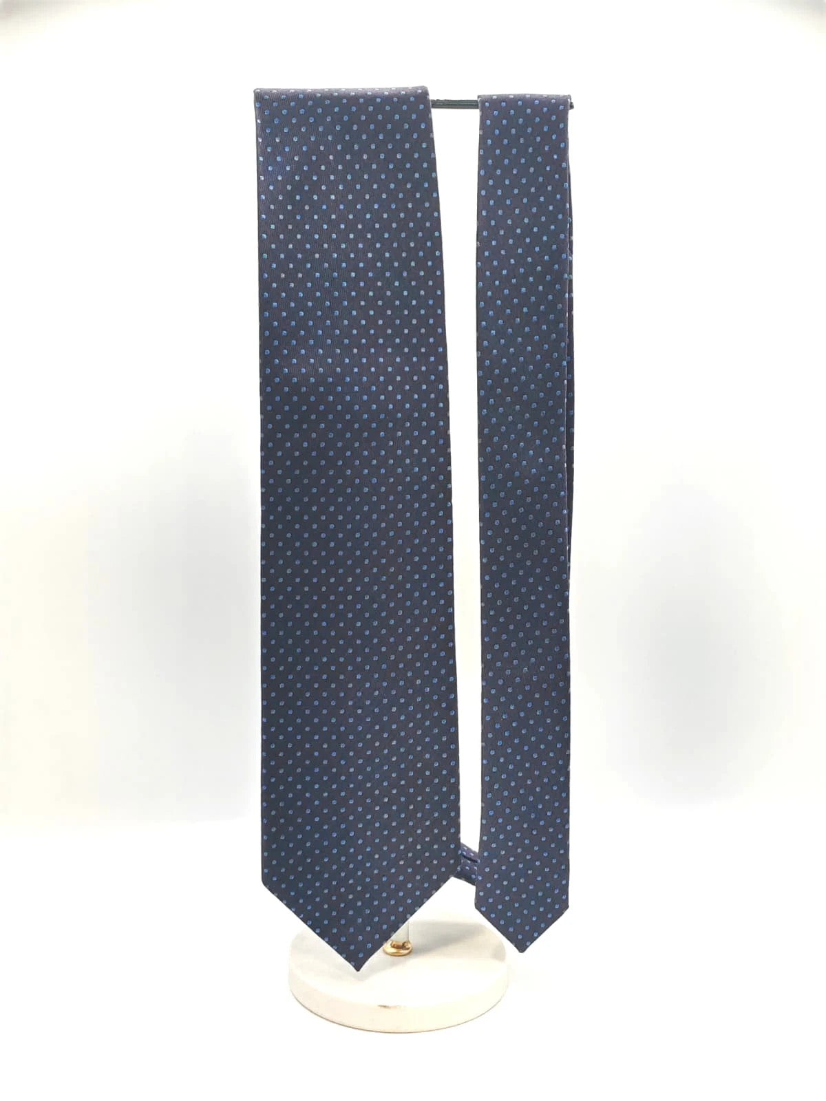 Cravatta uomo J.H. Damhon blu scuro a pois azzurri - foto 3