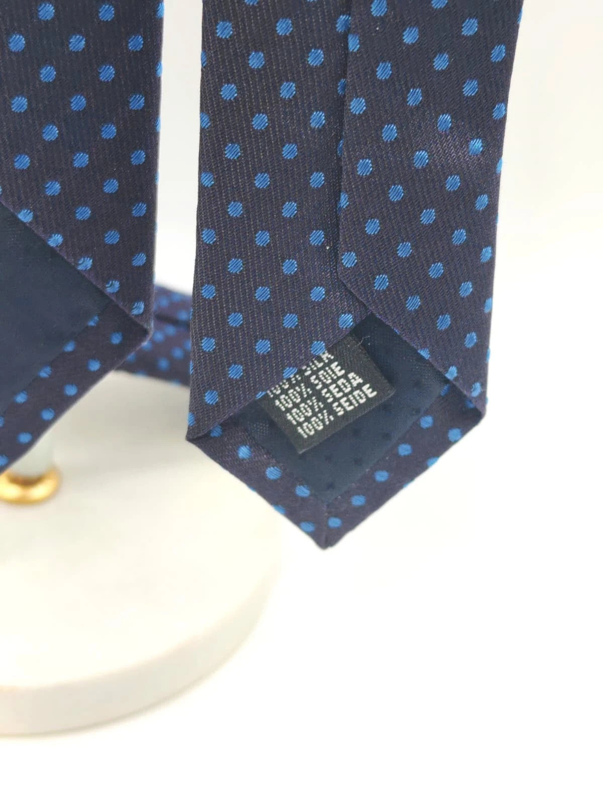 Cravatta uomo J.H. Damhon blu scuro a pois azzurri - foto 7