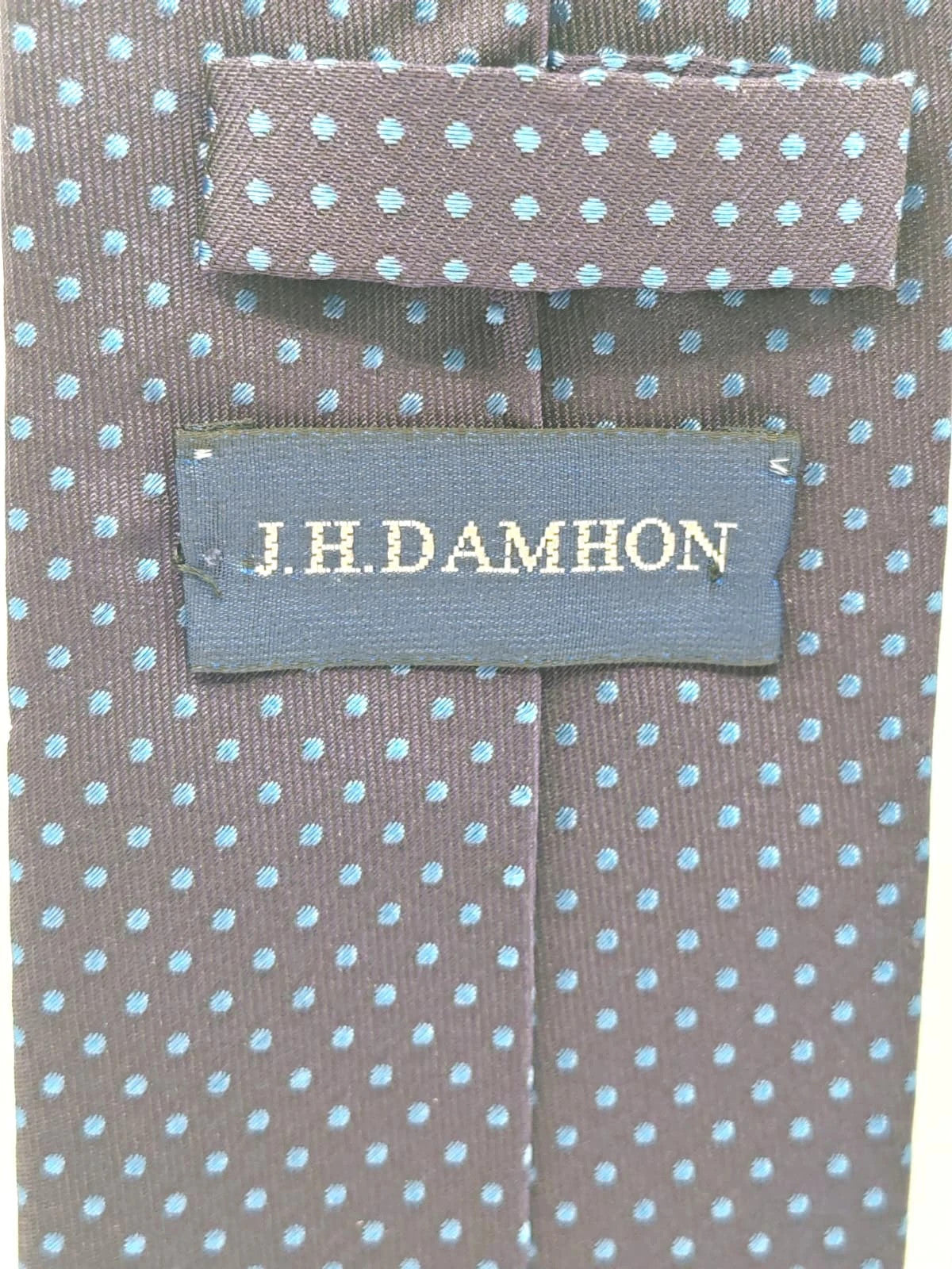 Cravatta uomo J.H. Damhon blu scuro a pois azzurri - foto 8