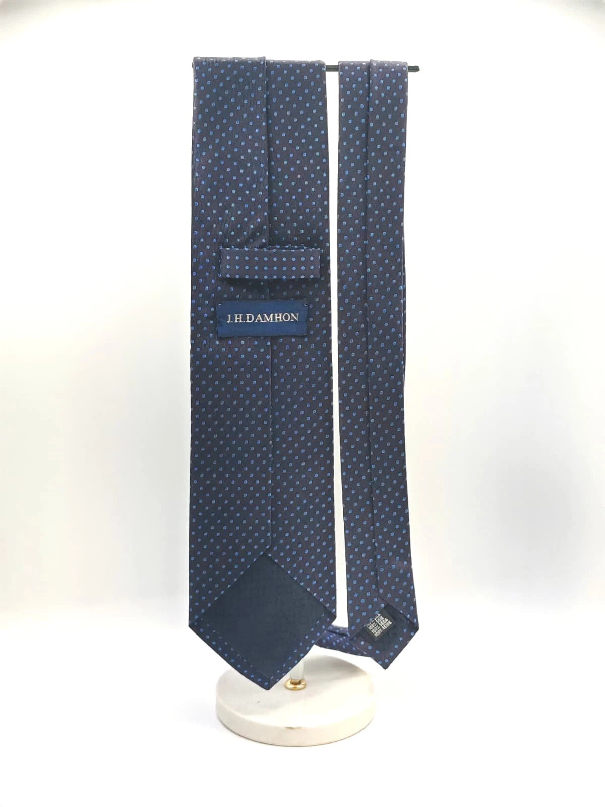 Cravatta uomo J.H. Damhon blu scuro a pois azzurri - foto 5