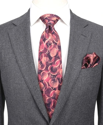 Cravatta vintage Dino Erre in seta 100%, fantasia geometrica rosa e viola