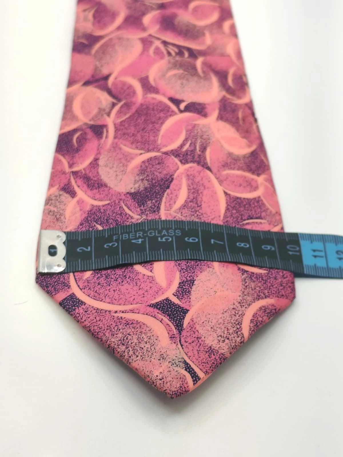 Cravatta vintage Dino Erre in seta rosa e viola, fantasia geometrica - foto 4