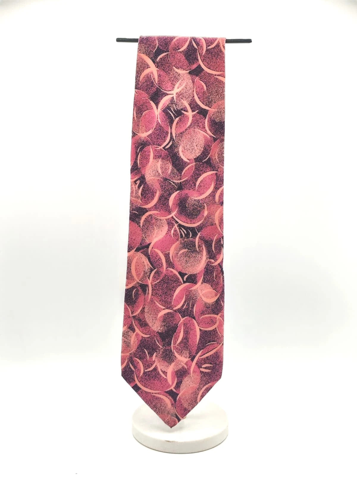 Cravatta vintage Dino Erre in seta rosa e viola, fantasia geometrica - foto 2
