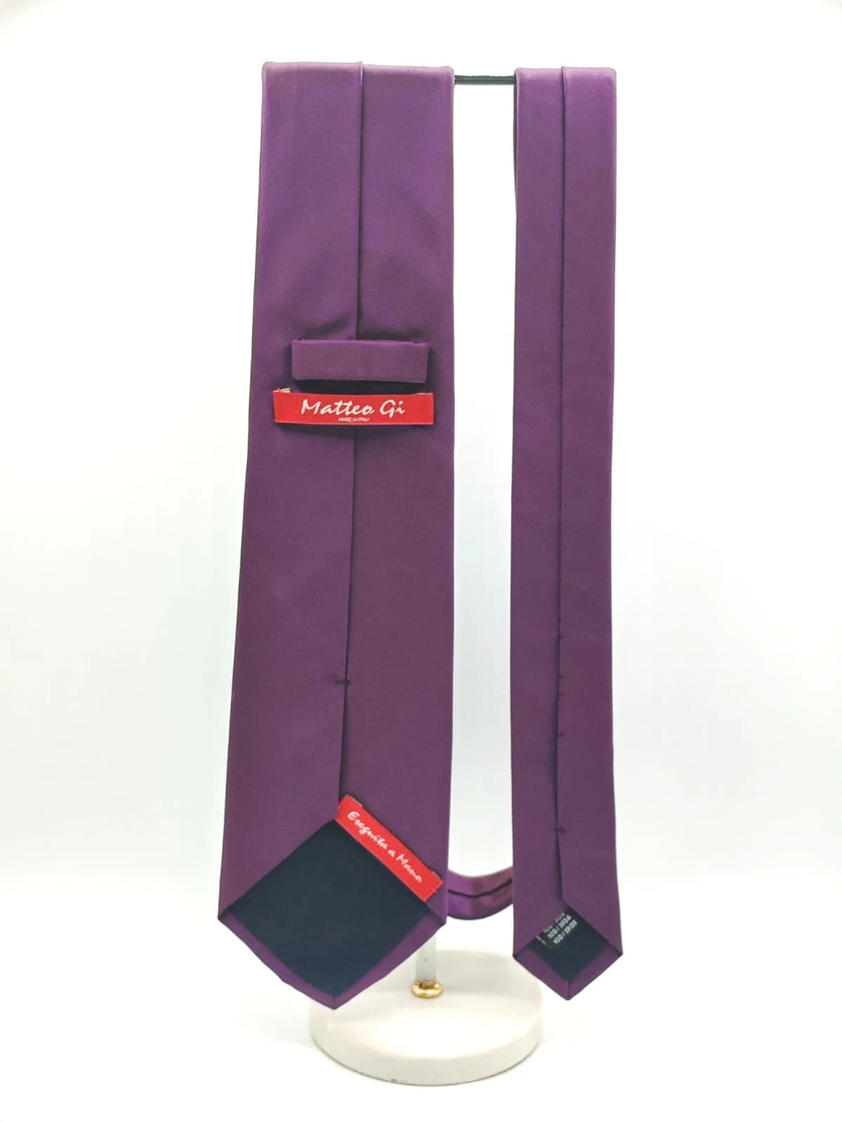 Cravatta Matteo Gi in seta viola tinta unita, Made in Italy - foto 5
