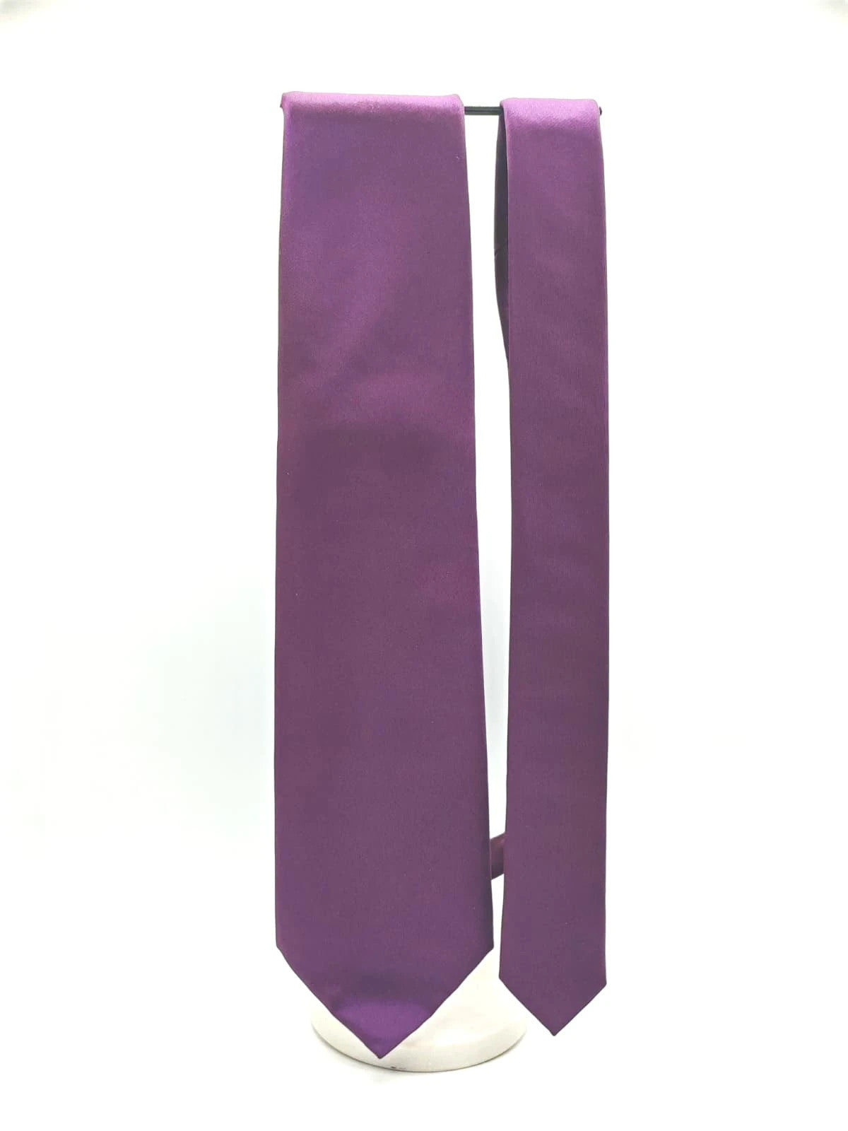 Cravatta Matteo Gi in seta viola tinta unita, Made in Italy - foto 3