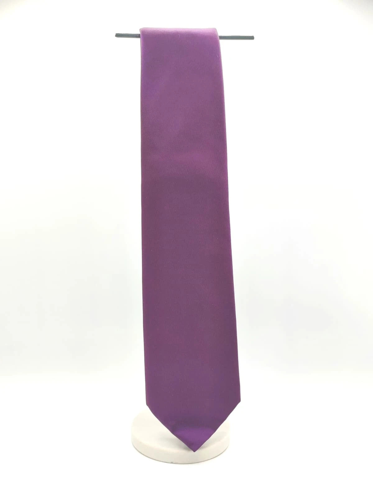 Cravatta Matteo Gi in seta viola tinta unita, Made in Italy - foto 2