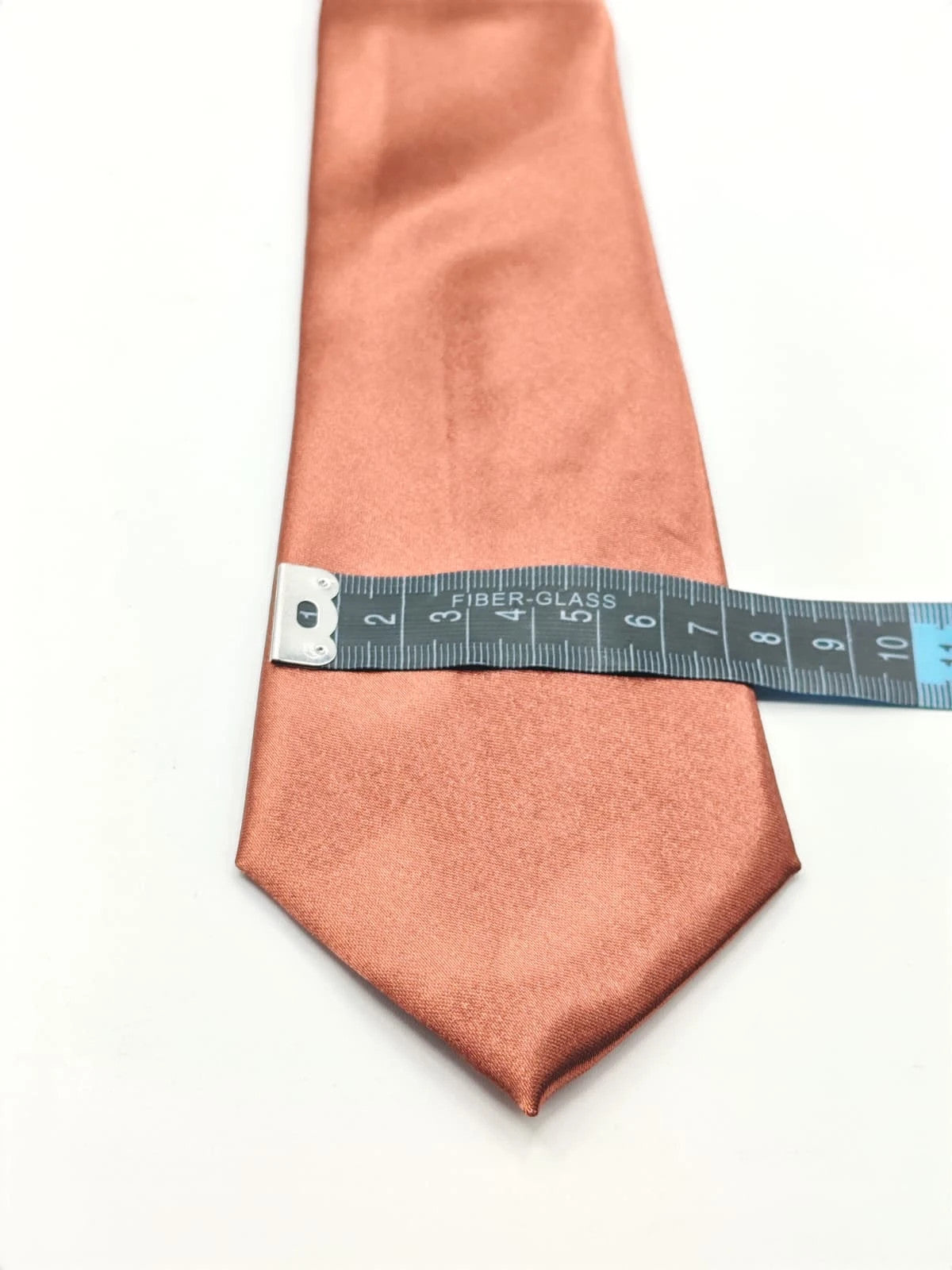 Cravatta uomo color rame tinta unita in poliestere, Made in Italy - foto 4