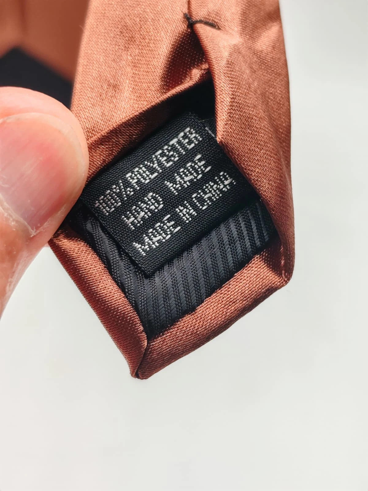 Cravatta uomo color rame tinta unita in poliestere, Made in Italy - foto 6