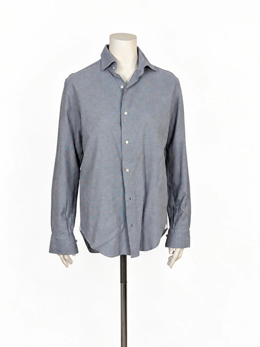 Gutteridge grey men's shirt micro-pattern 100% cotton with logo detail.