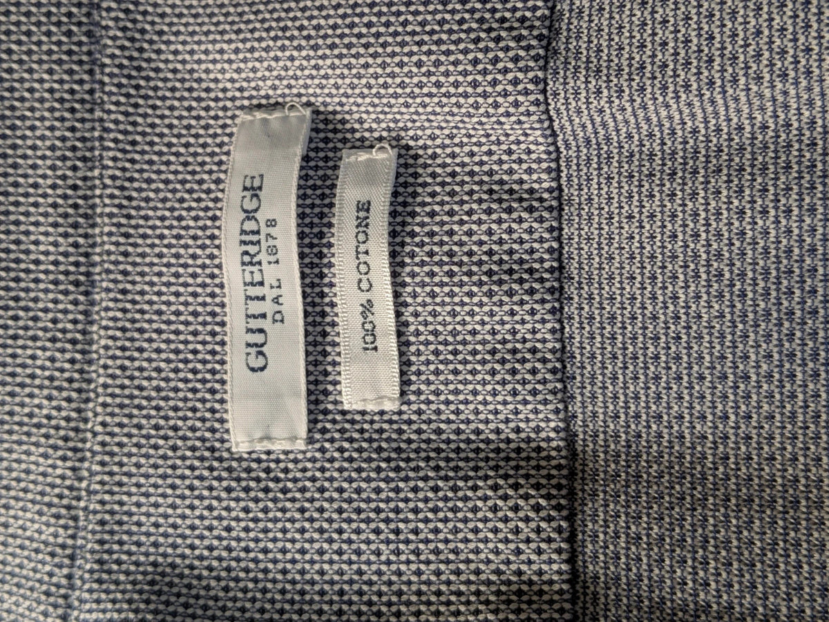 Gutteridge grey men's shirt micro-pattern 100% cotton with logo detail.