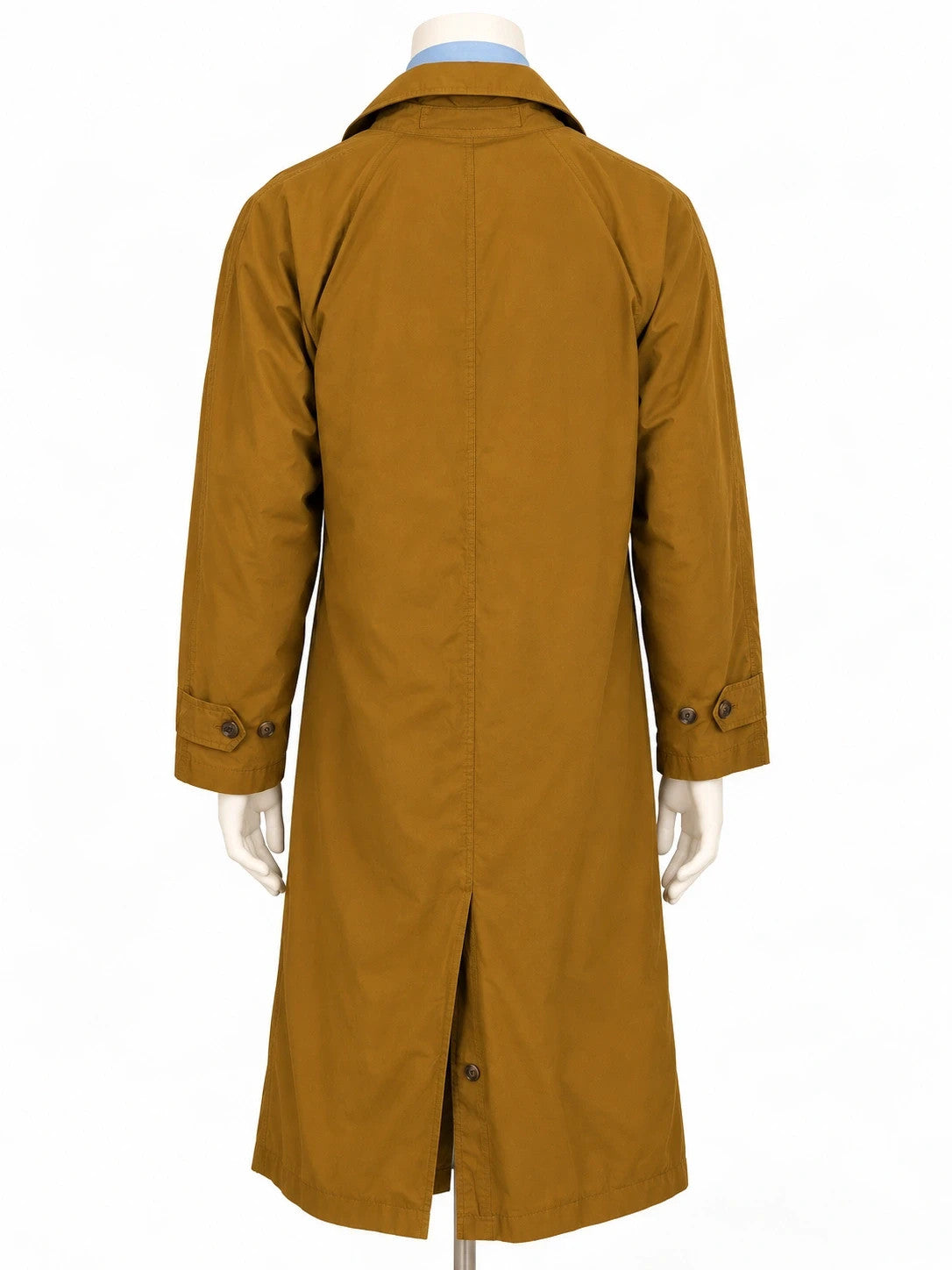 Trench yellow jacket vintage style, high-quality cotton, striped beige-green lining.