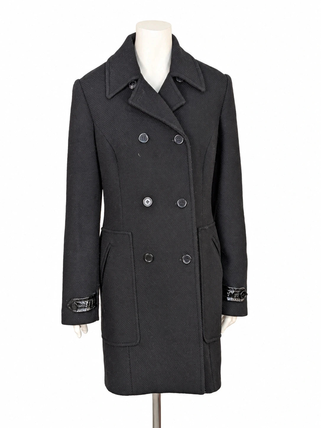 Cappotto donna Mattiolo doppiopetto nero in misto lana