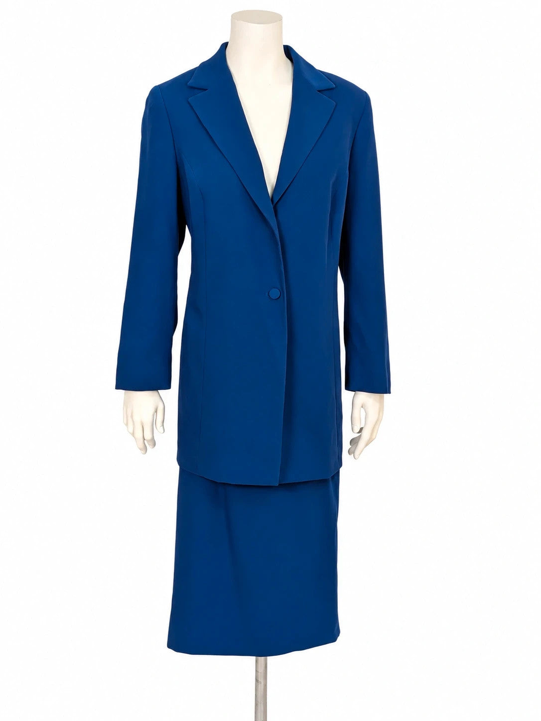 Tailleur donna vintage Anna Castellaro blu reale, giacca e gonna