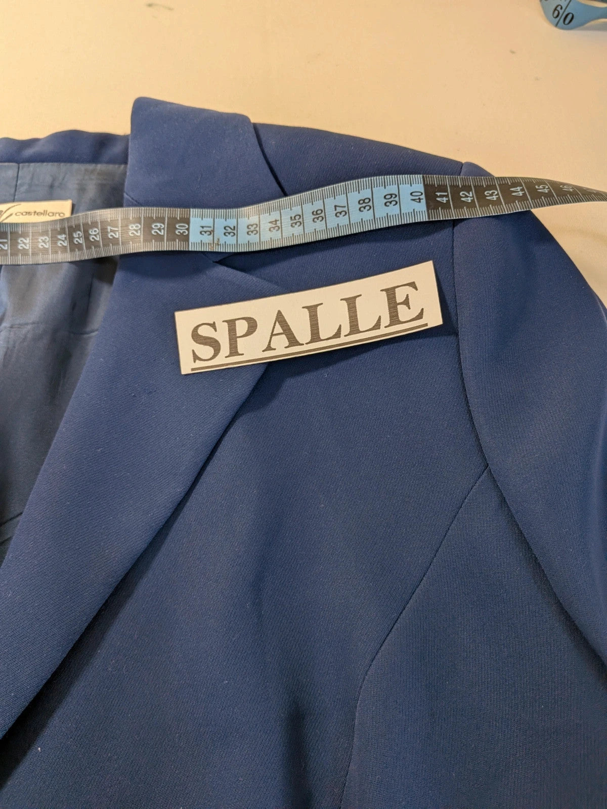 Tailleur donna vintage Anna Castellaro blu reale, giacca e gonna