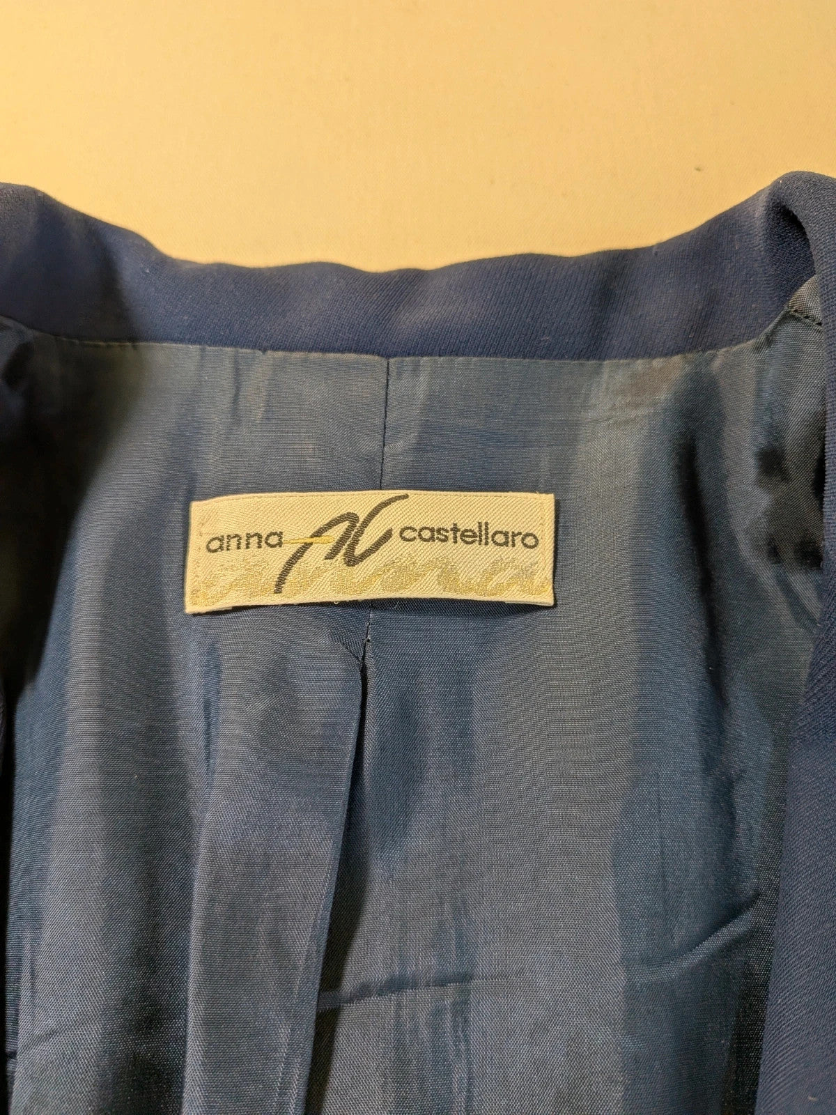 Tailleur donna vintage Anna Castellaro blu reale, giacca e gonna