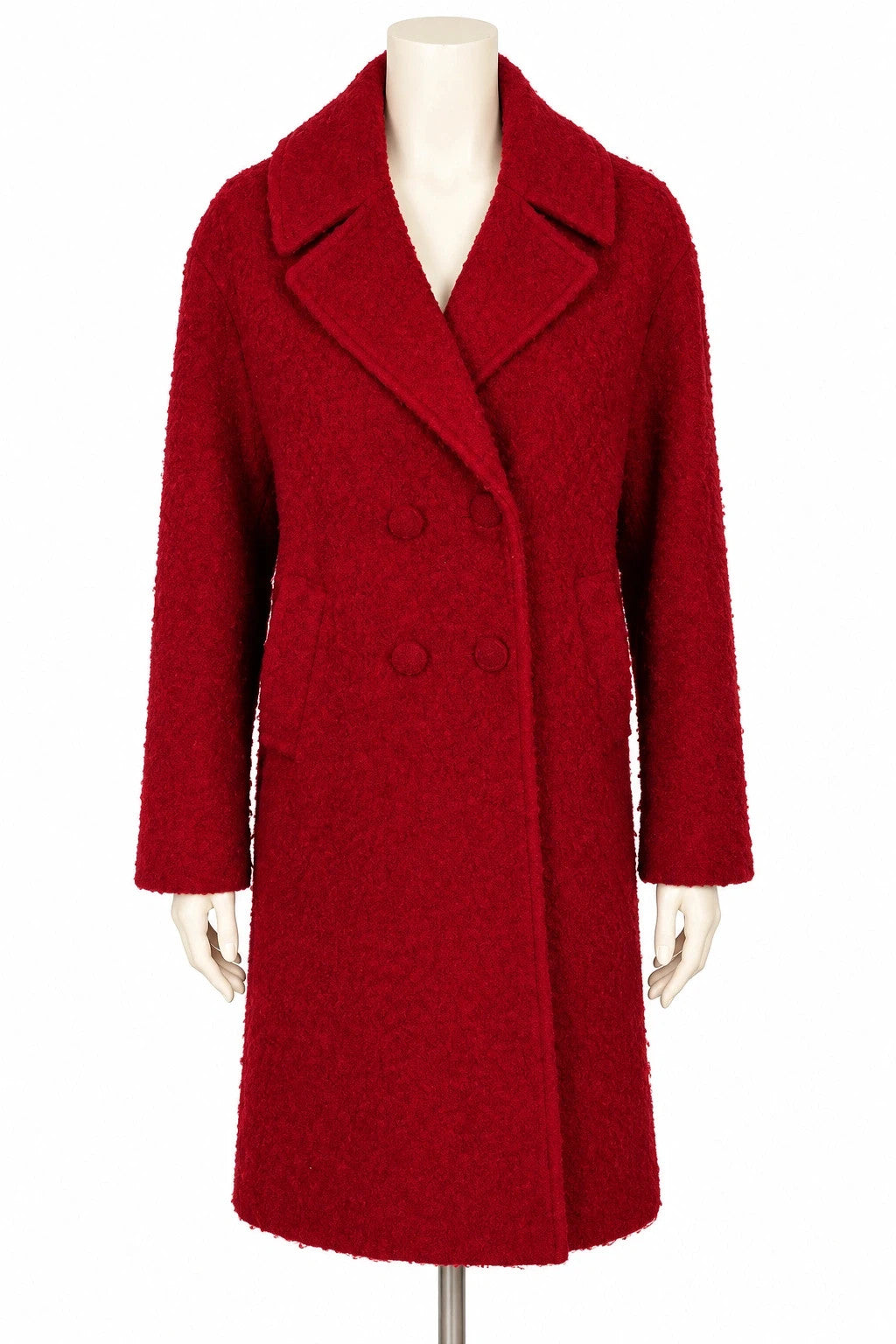 Cappotto donna Cannella bouclé rosso in misto lana