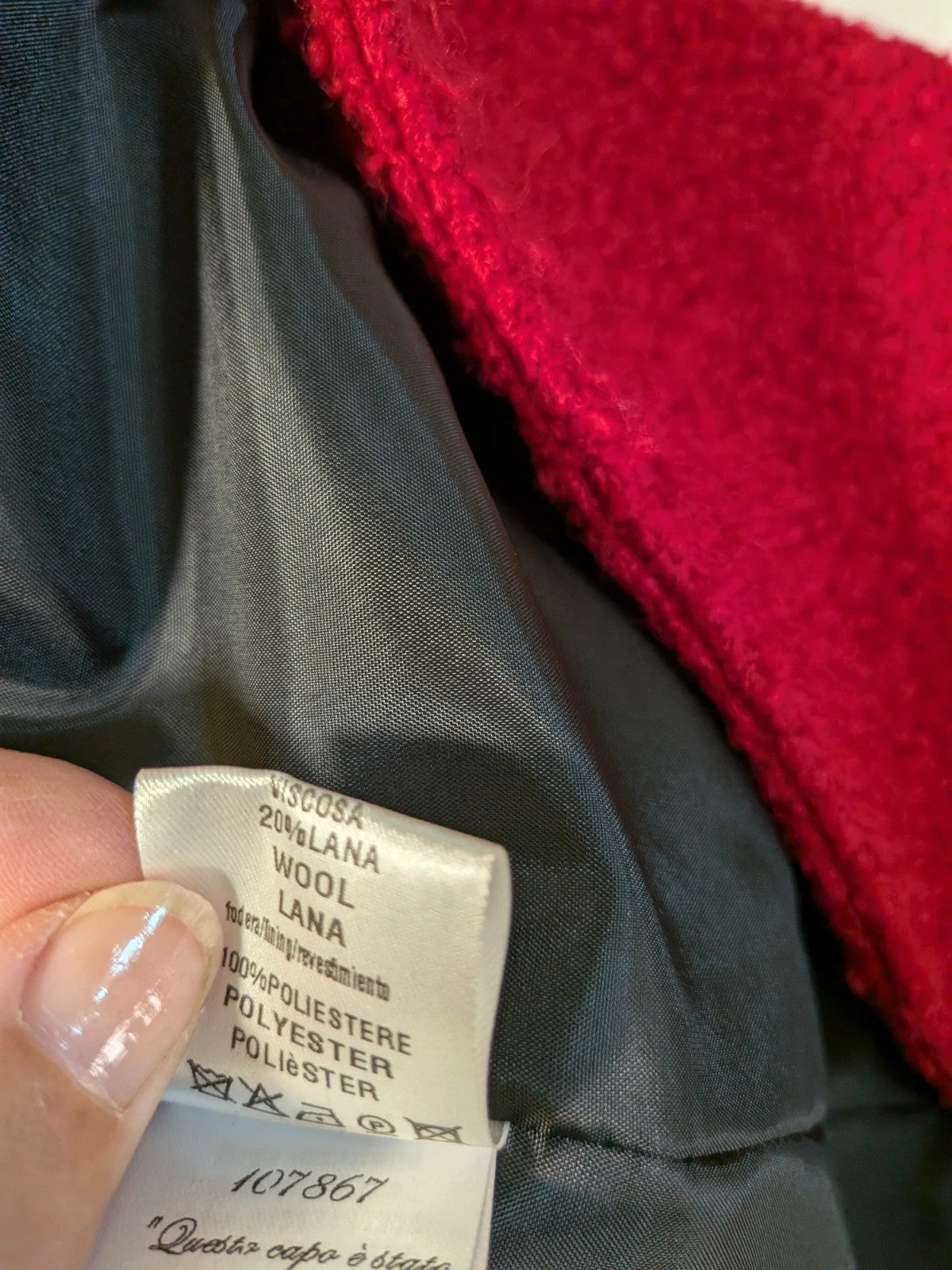 Cappotto donna Cannella bouclé rosso in misto lana