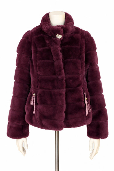 Giubbino donna Bachata in pellicciotto sintetico bordeaux - Tg. L