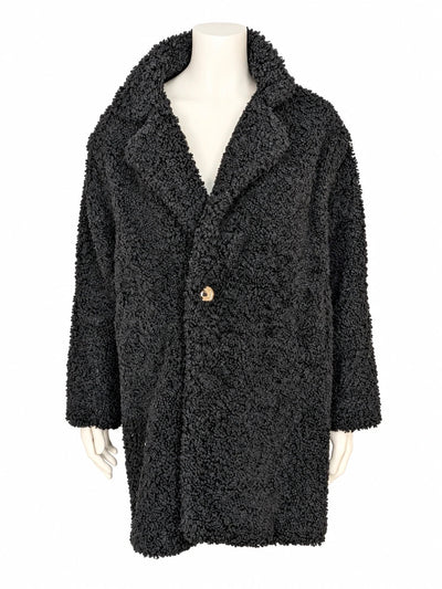 Cappotto donna May by Shining Star bouclé effetto orsetto nero - Tg. M/L