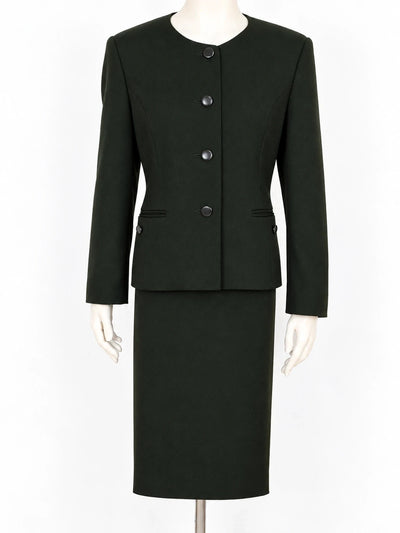 Tailleur donna Persona verde scuro in lana vergine - Giacca e gonna - Tg. 19 (L/XL)