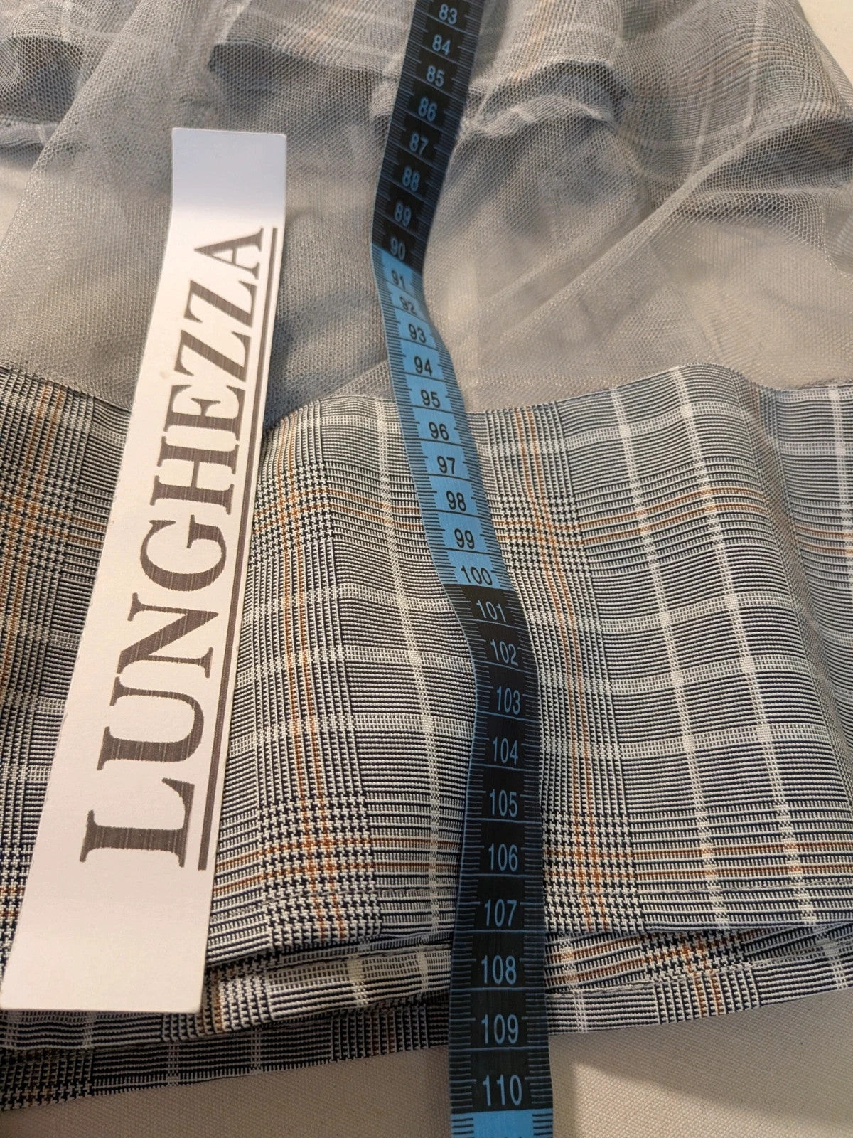 Abito donna Paccio chemisier a quadri tartan grigio con maniche in tulle